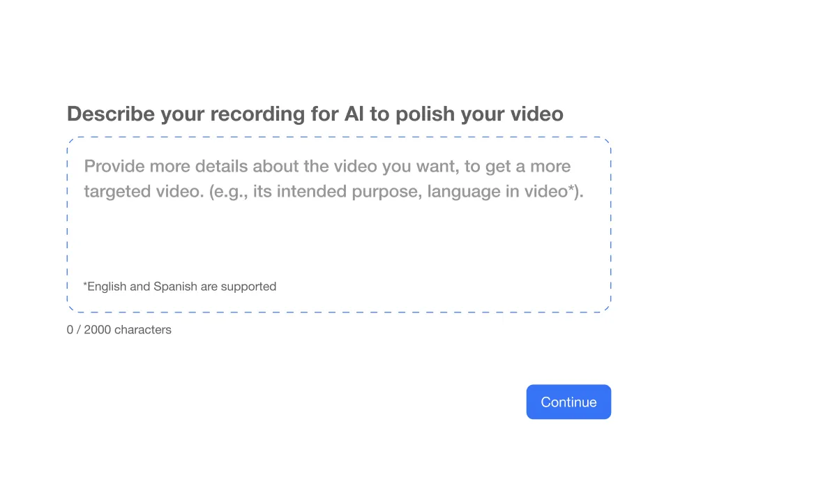 Simple workflow: Hit Record, describe your take, and Visla AI handles cleanup automatically